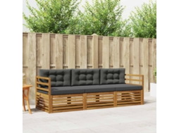 Vidaxl Conjunto De Sofás Para Exterior 3 Unid. Natural E Antracite