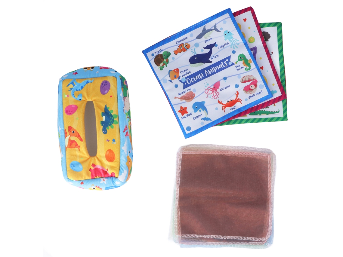 Caixa De Papel Higiênico Sensorial Para Bebê Com Pelúcia Colorida E Som Para 0-3 Anos