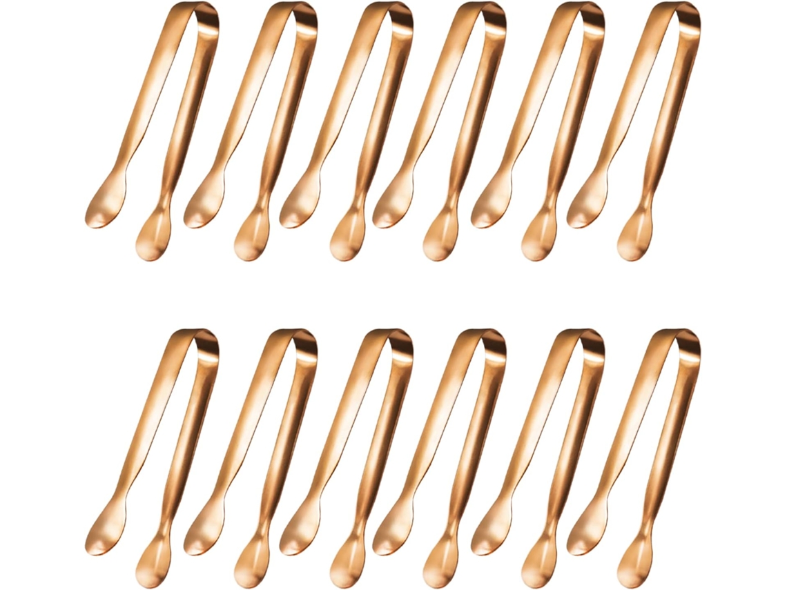 Conjunto De 12 Prendedores Para Cubos De Açúcar E Café Em Aço Inoxidável 304 De Qualidade Alimentar (dourado Rosa)