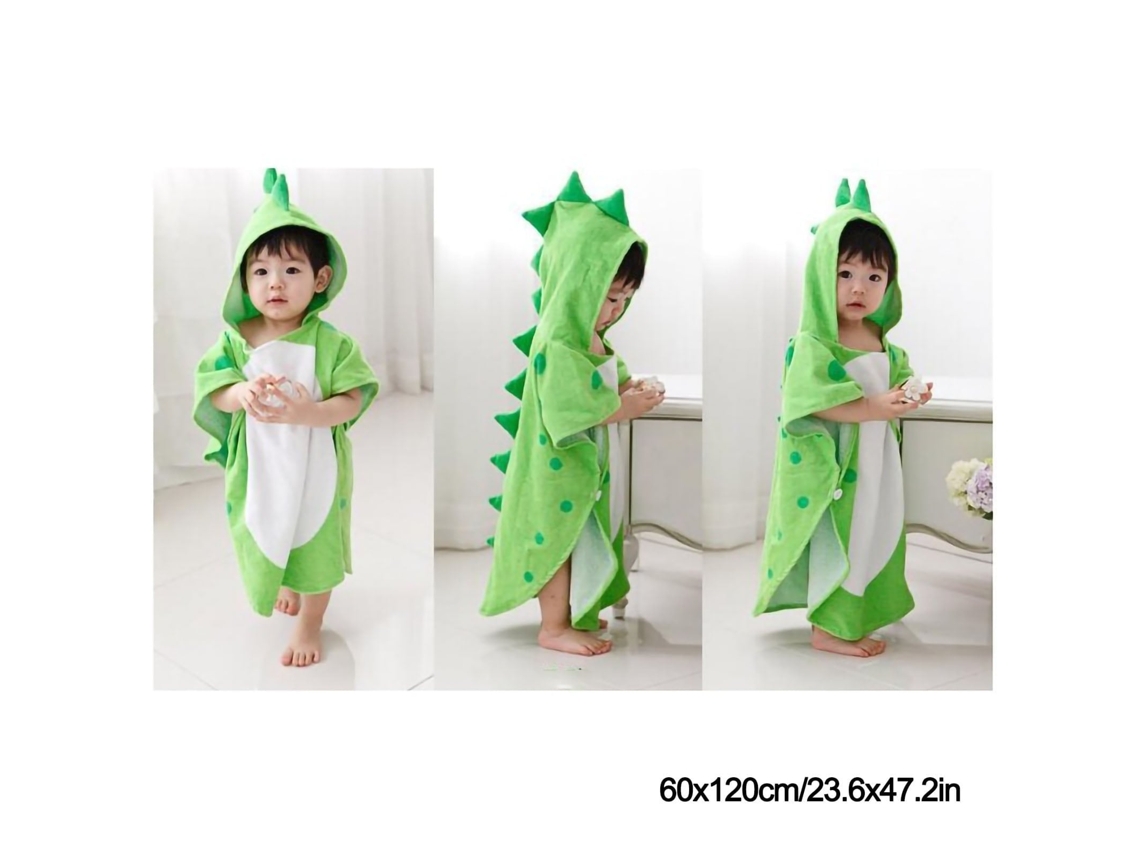 2026 toalla de Banho para Bebê de Algodão Amigável com a Pele Absorvente Estilo Dinossauro Unissex com Capuz Verde 60x120cm