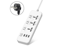 Régua De Energia Com Proteção Contra Surtos, 5v 2.1a, 3 Tomadas E Portas Usb, Compatível Com Padrões Eua/reino Unido/ue. Olysi Shop