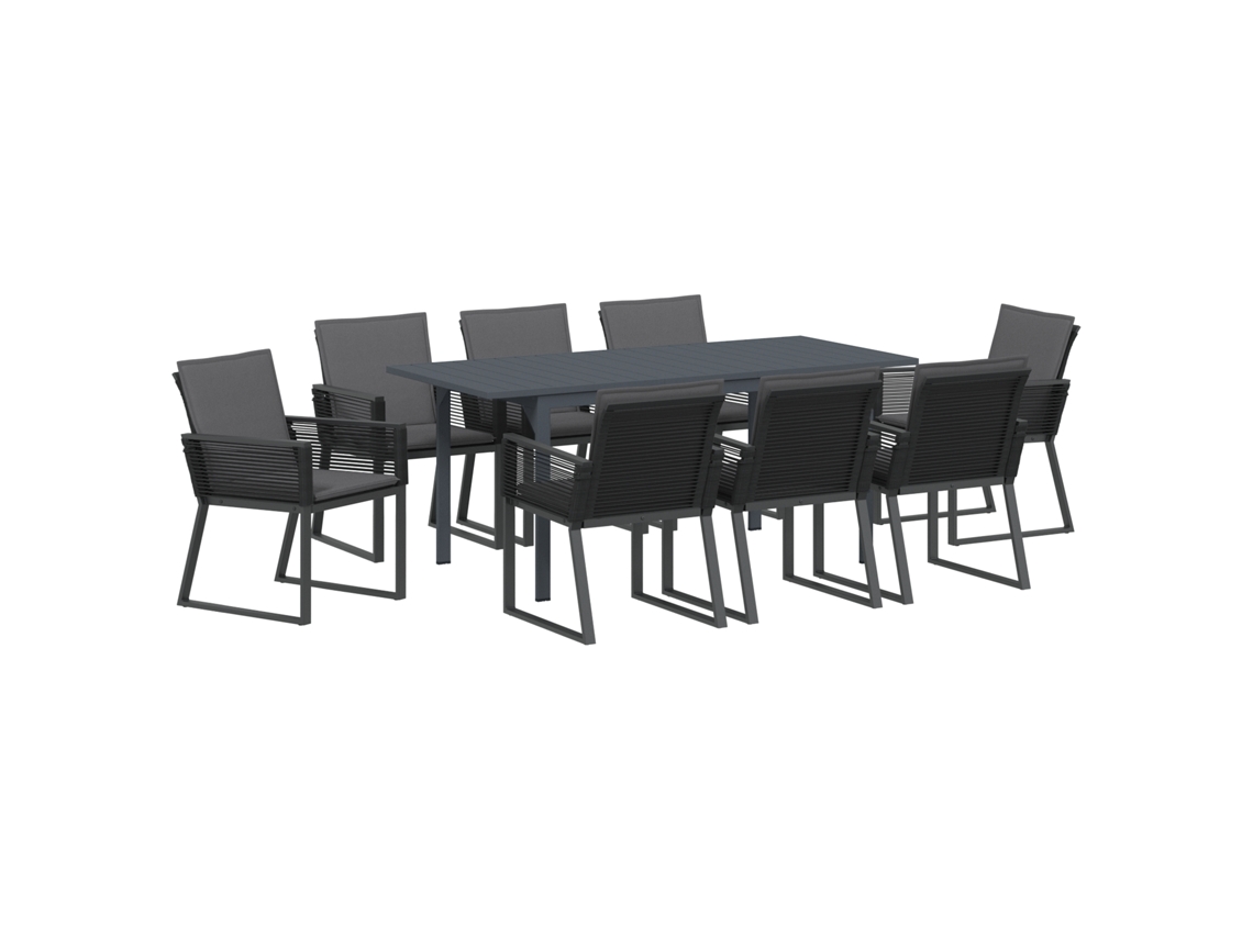 Conjunto 9 Conjunto De Jantar Para Jardim Vidaxl Antracite Vime Pe (180 X 80 X 74 Cm)