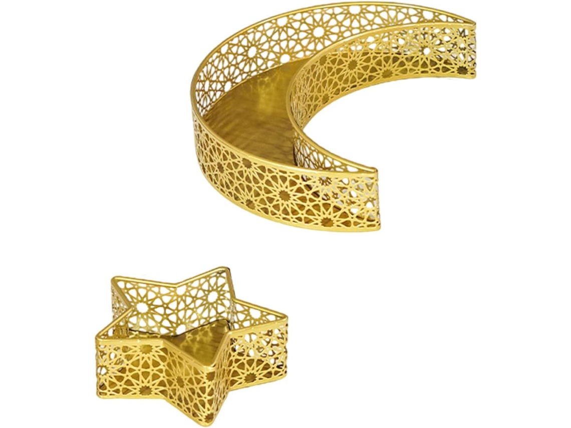 Conjunto De 2 Fruteiras De Ferro Distintas, Com Design Artístico Em Forma De Crescente Ou Castelo Lunar,