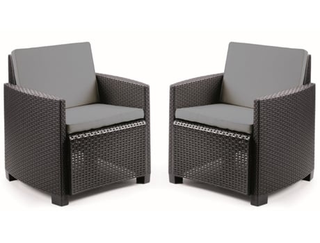 Conjunto de 2 Cadeirões IPAE-PROGARDEN Sicília com Almofada Cinza (73x67x77 cm)