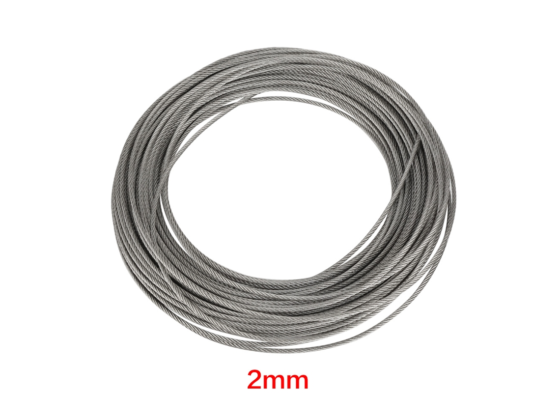 Cabo de aço inox 304 de 20m, 2mm, para pesca e içamento