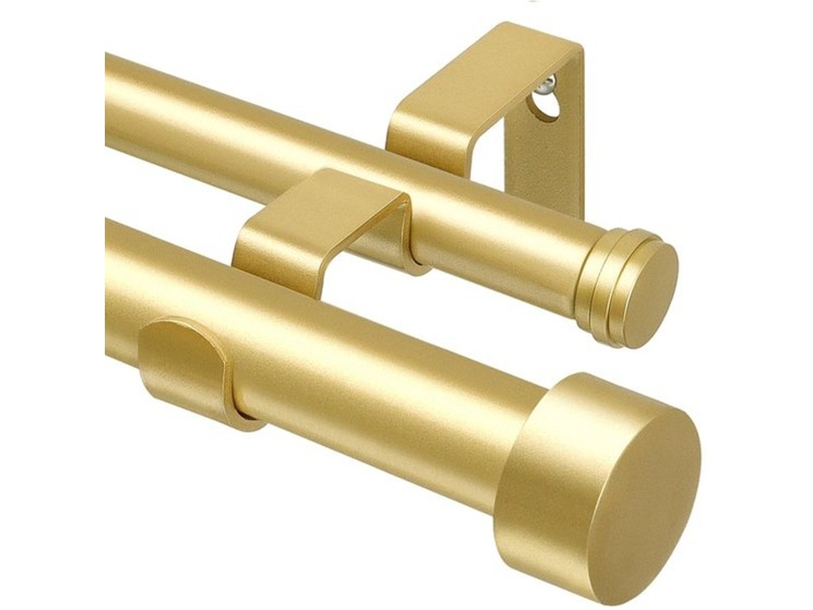 Curtain Rod Expandable 90-182 Cm - Double Curtain Rod - Diameter 25 Mm - Golden End Caps - For Curtains With Eyelets - Curtain Rod Set
