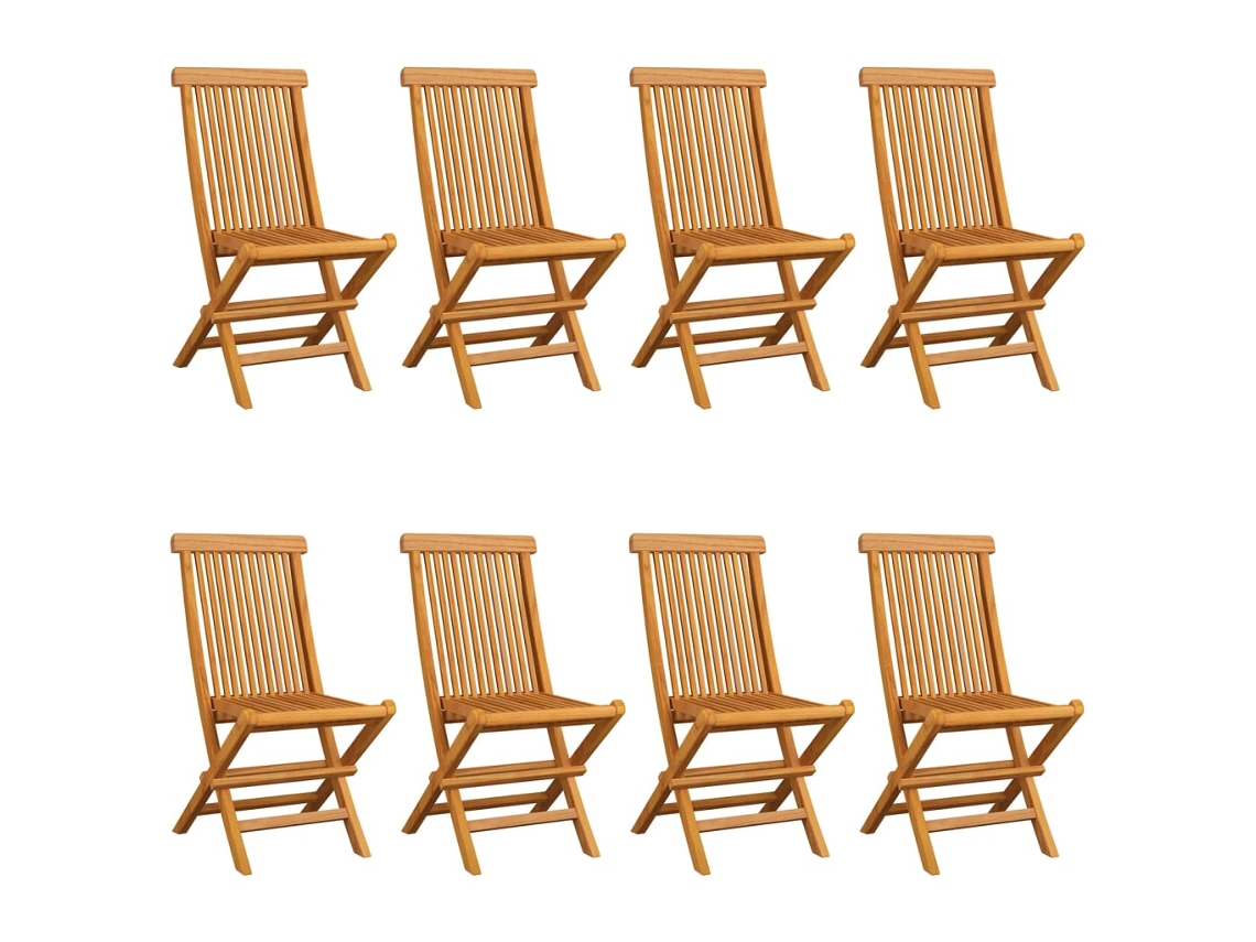 Conjunto de 8 Cadeiras Jardim C/ Almofadões Branco Nata Teca Maciça MAISON EXCLUSIVE
