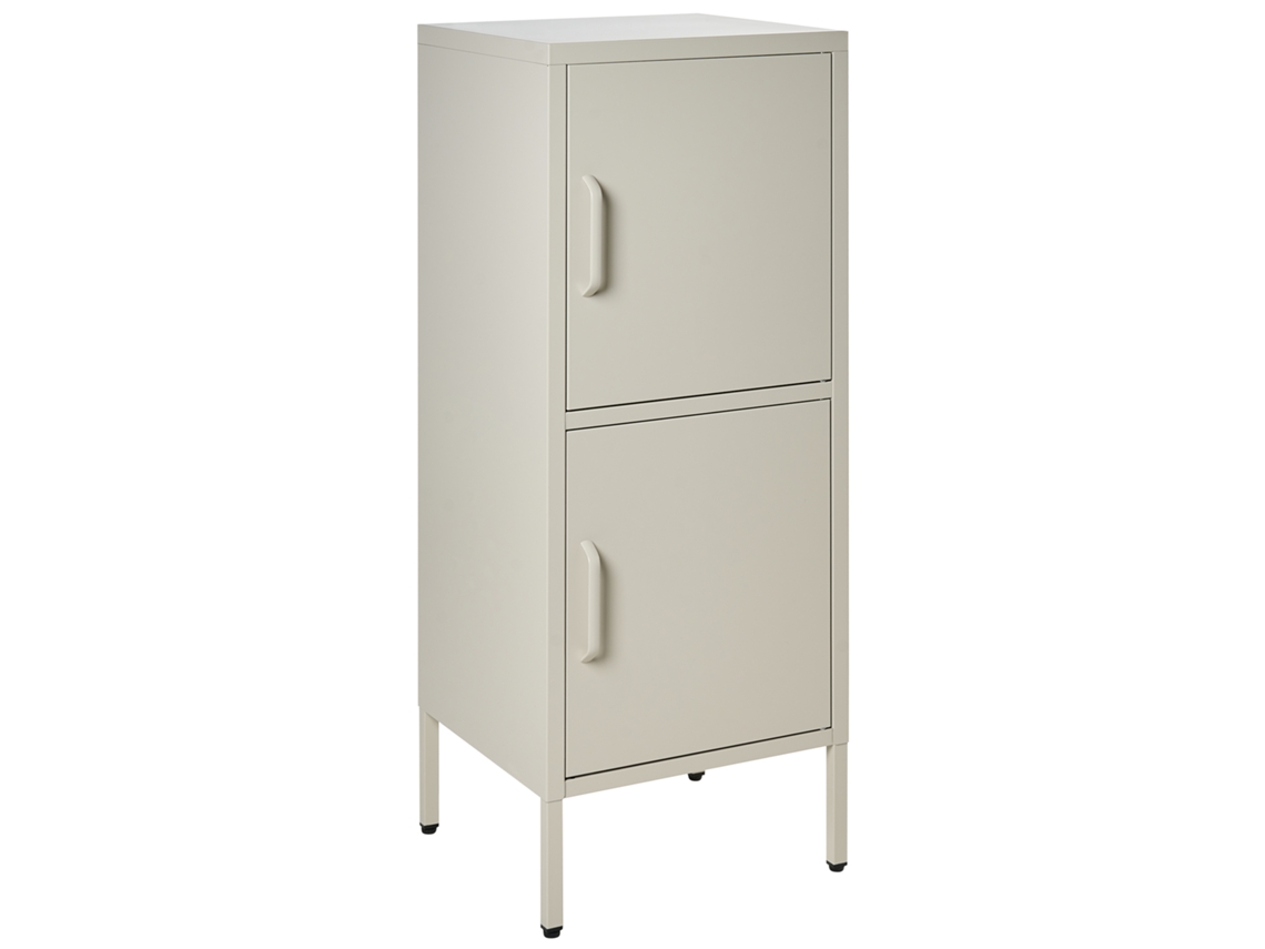 Móvel De Arrumação Em Aço Com Prateleiras Beliani Huron De Aço Creme Claro 40x40x102