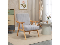 Poltrona Confortável Com Apoio De Braços E Pés Em Madeira Design Escandinavo Em Cinza Claro Para Sala De Estar E Relaxo Ehstmind