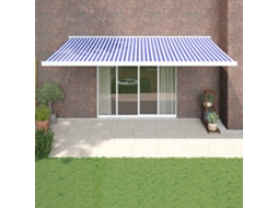 Vidaxl Toldo Retrátil 5x3 M Tecido E Alumínio Azul E Branco