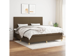 Vidaxl Cama Com Molas/colchão 200x200 Cm Tecido Castanho-escuro