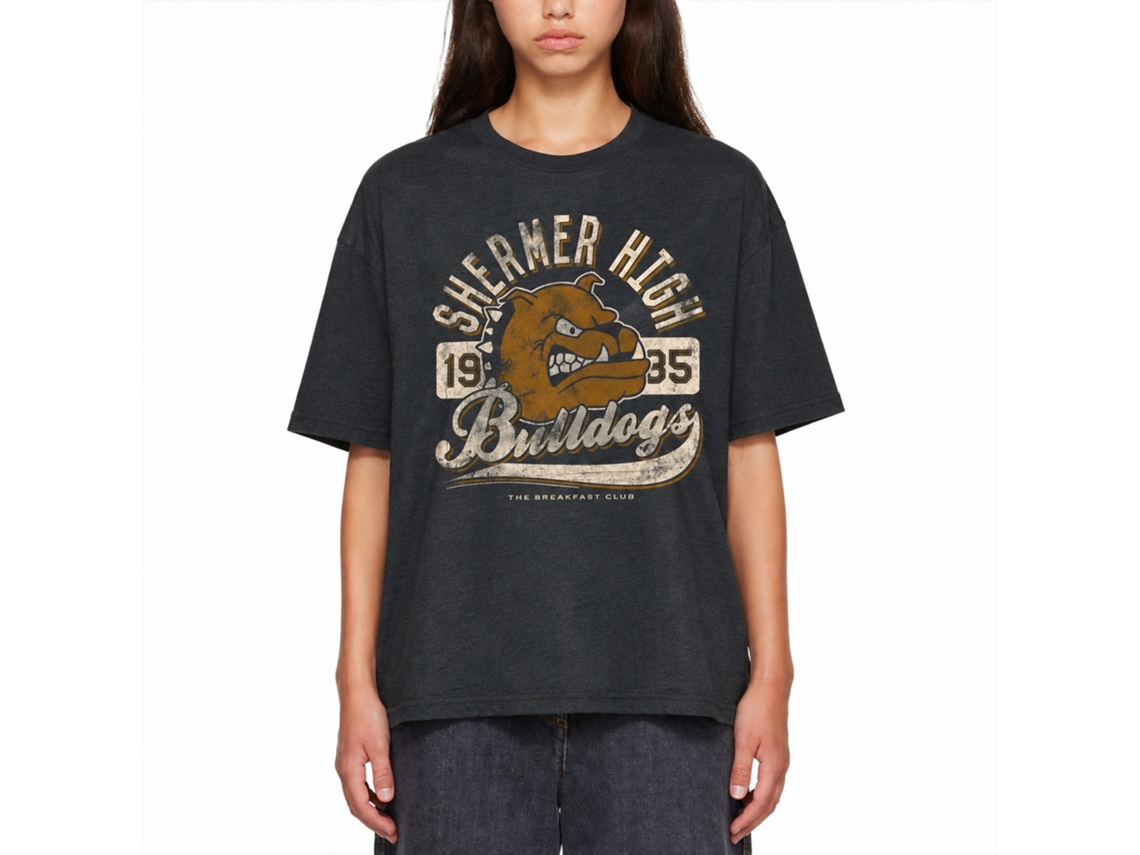 Rockinstone Breakfast Club Movie Bulldog Heather Black Adult T-shirt Size:xxxl
