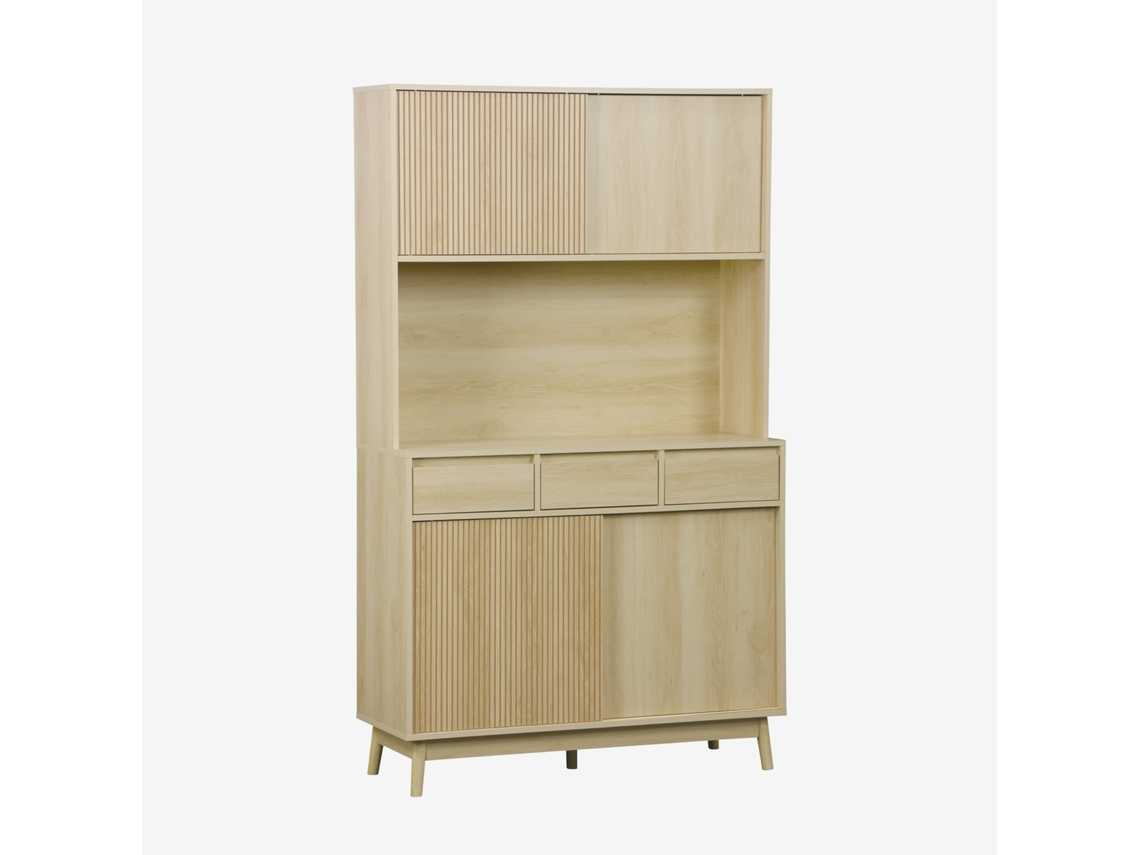 Buffet Decoração Madeira 4 Portas, 110cm, Natural