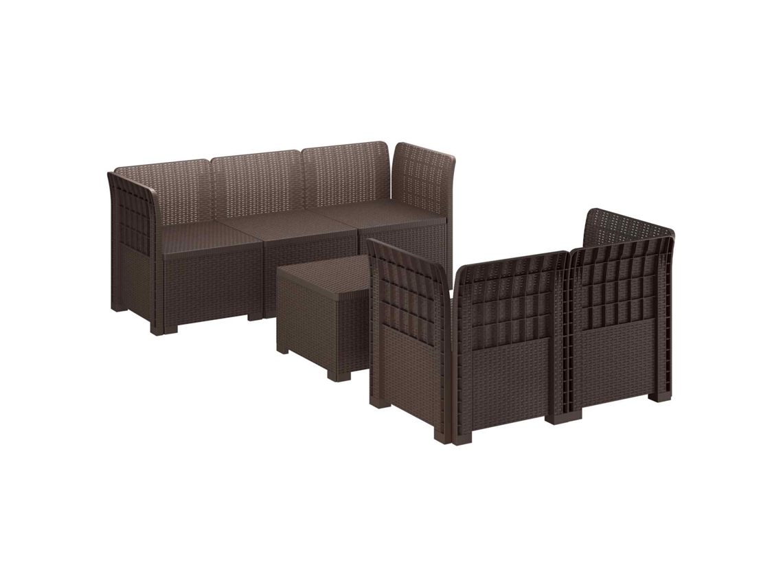 Maison Exclusive - Sofá De Jardim Para 5 Pessoas Com Visual De Rattan Pp Castanho