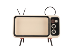 Suporte de Telefone Retro Tv para Mesa Decorativo Portátil Laranja Branco para Lar Quarto Escritório