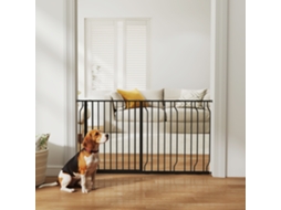 Portão De Segurança Para Pets, Comprimento Ajustável, 145x76 Cm, Preto