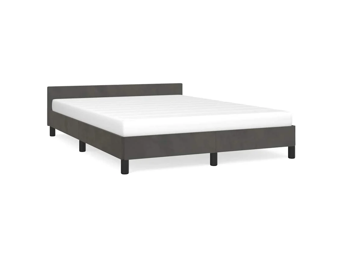 Estrutura De Cama Com Cabeceira Vidaxl Cinzeto Veludo (140x200cm)