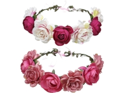 Conjunto de 2 tiaras de flores artificiais texturizadas com elegantes coroas de rosas.