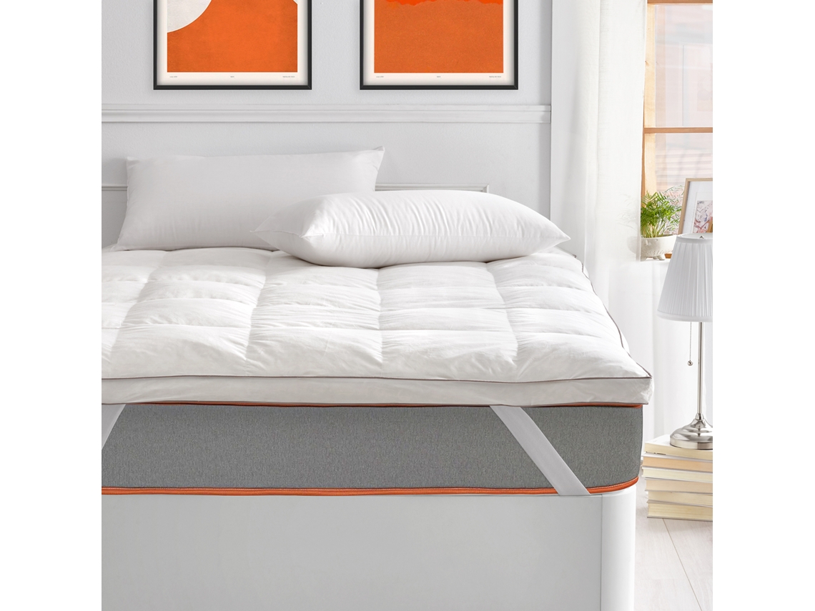 Topper de penas naturais WHAT THE SLEEP Bass Conforto Extra (90 x 200cm - 5cm de altura)
