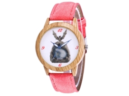 Reloj De Cuarzo Casual Para Hombres, Mujeres Y Niñas Con Dial Redondo Y Correa De Denim Rosa
