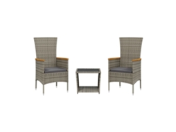 Conjunto de Jantar 3 Pcs para Jardim com Almofadões Vime Pe Cinza MAISON EXCLUSIVE (3 pcs)