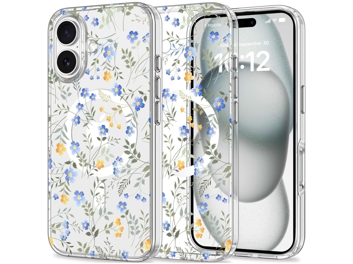 Capa TECH PROTECT Magmood Para Iphone 16 Para Proteção De Flores De Primavera Magsafe