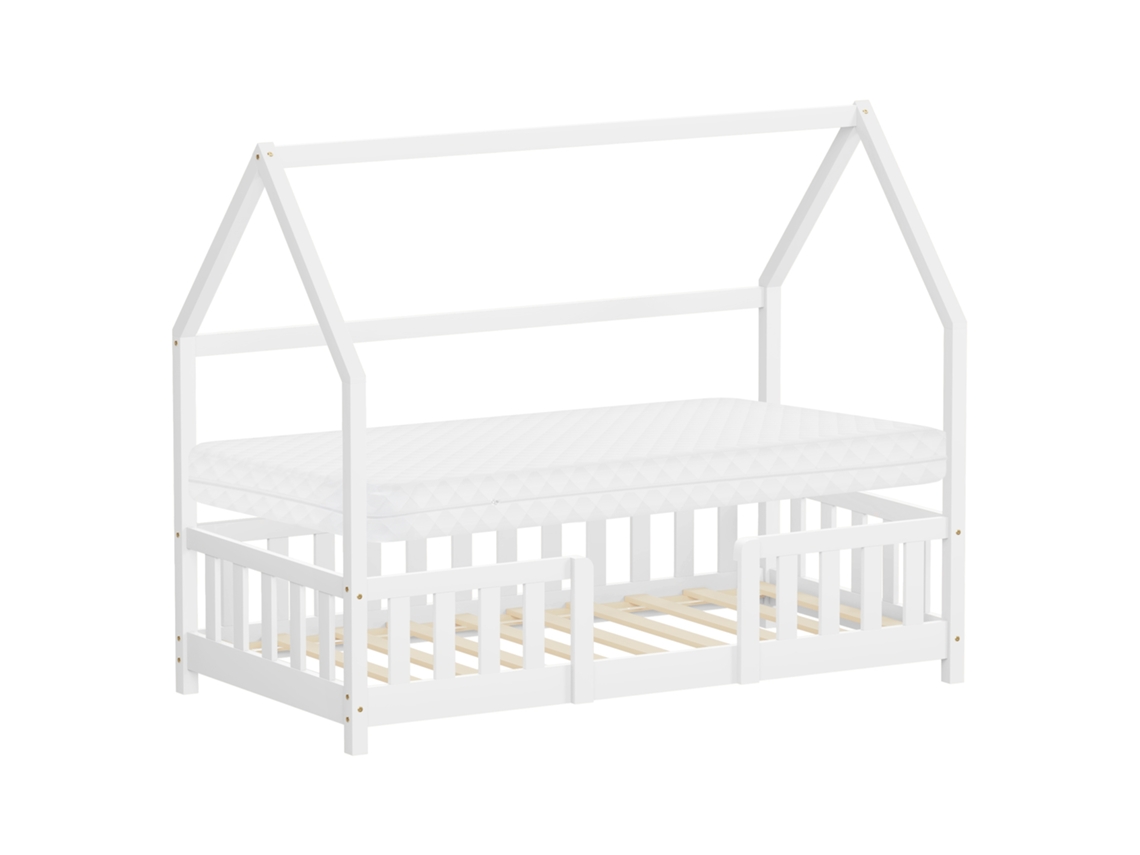 Cama Infantil Ml-design 80x160 Cm, Branco, Com Colchão E Proteção Contra Quedas