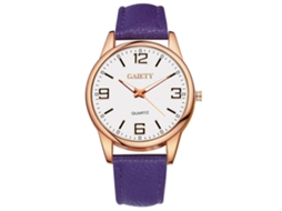Relógio feminino Gaiety Fashion com mostrador redondo, pulseira de couro PU, relógio analógico de vestir (roxo)