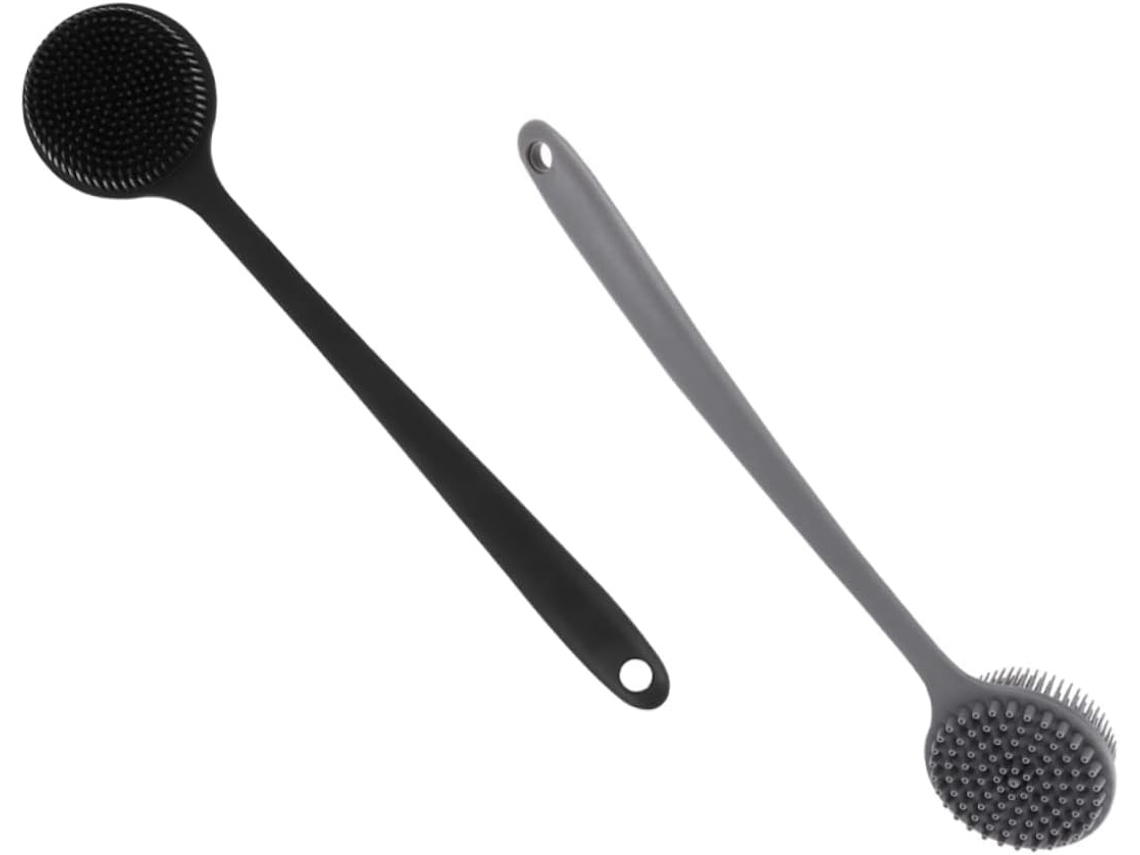 Lurelia Conjunto De 2 Escovas De Silicone Para Duche, Silicone Macio, Cabo Longo E Com Argola, Banho Relaxante Suave