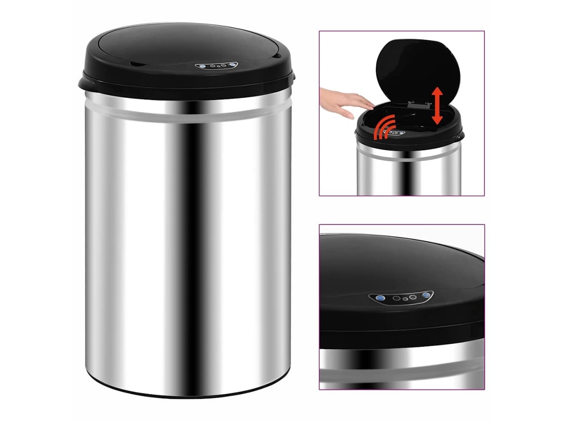 Vidaxl Caixote Do Lixo Com Sensor Automático 30 L Aço Inoxidável