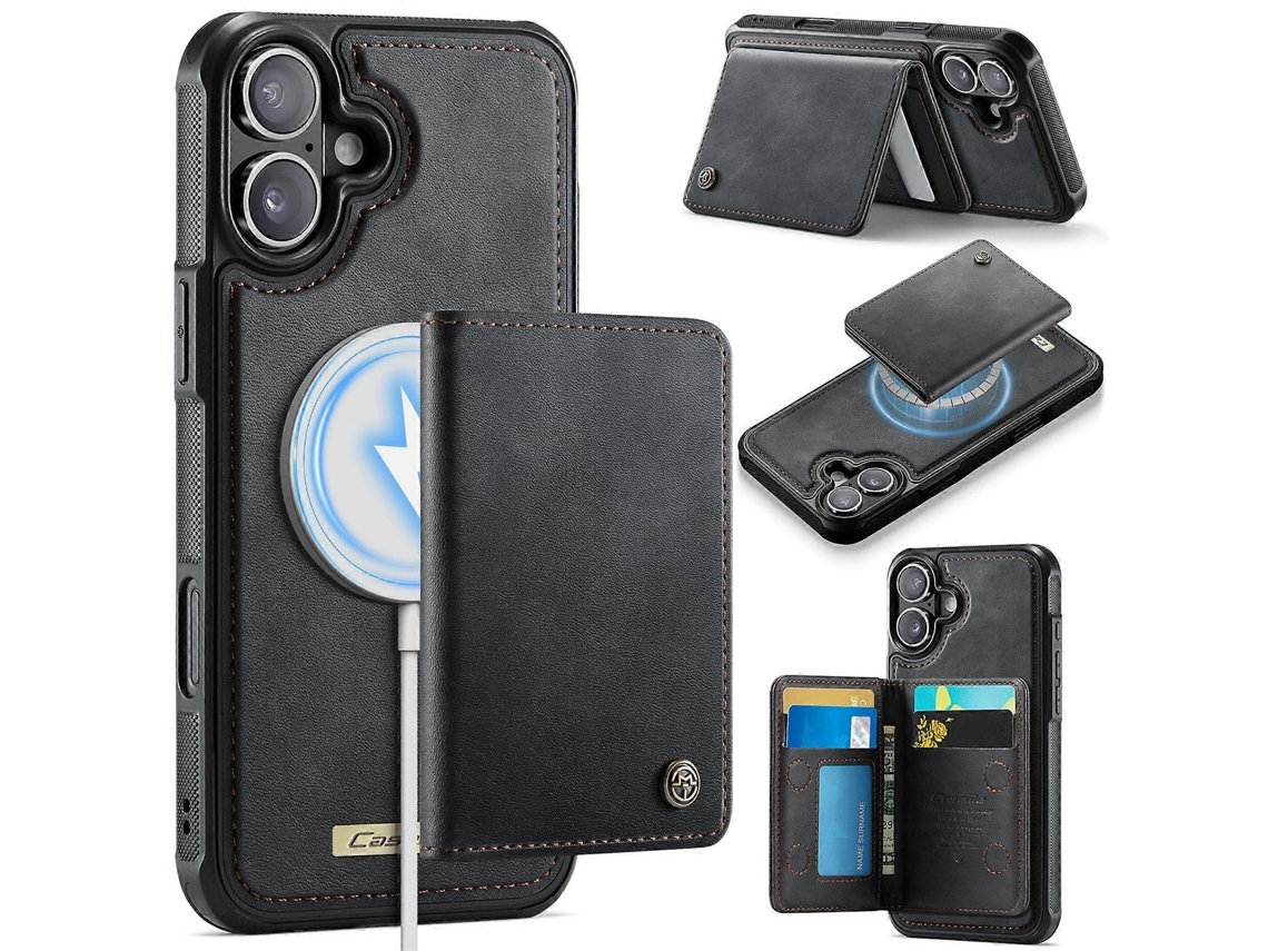 Capa Carteira Destacável Caseme Série Me80 Em Couro Vegano Com Proteção Rfid Para Iphone 17