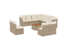 Maison Exclusive - 12 Pcs Conjunto De Sofás P/ Jardim Com Almofadões Vime Pe Bege