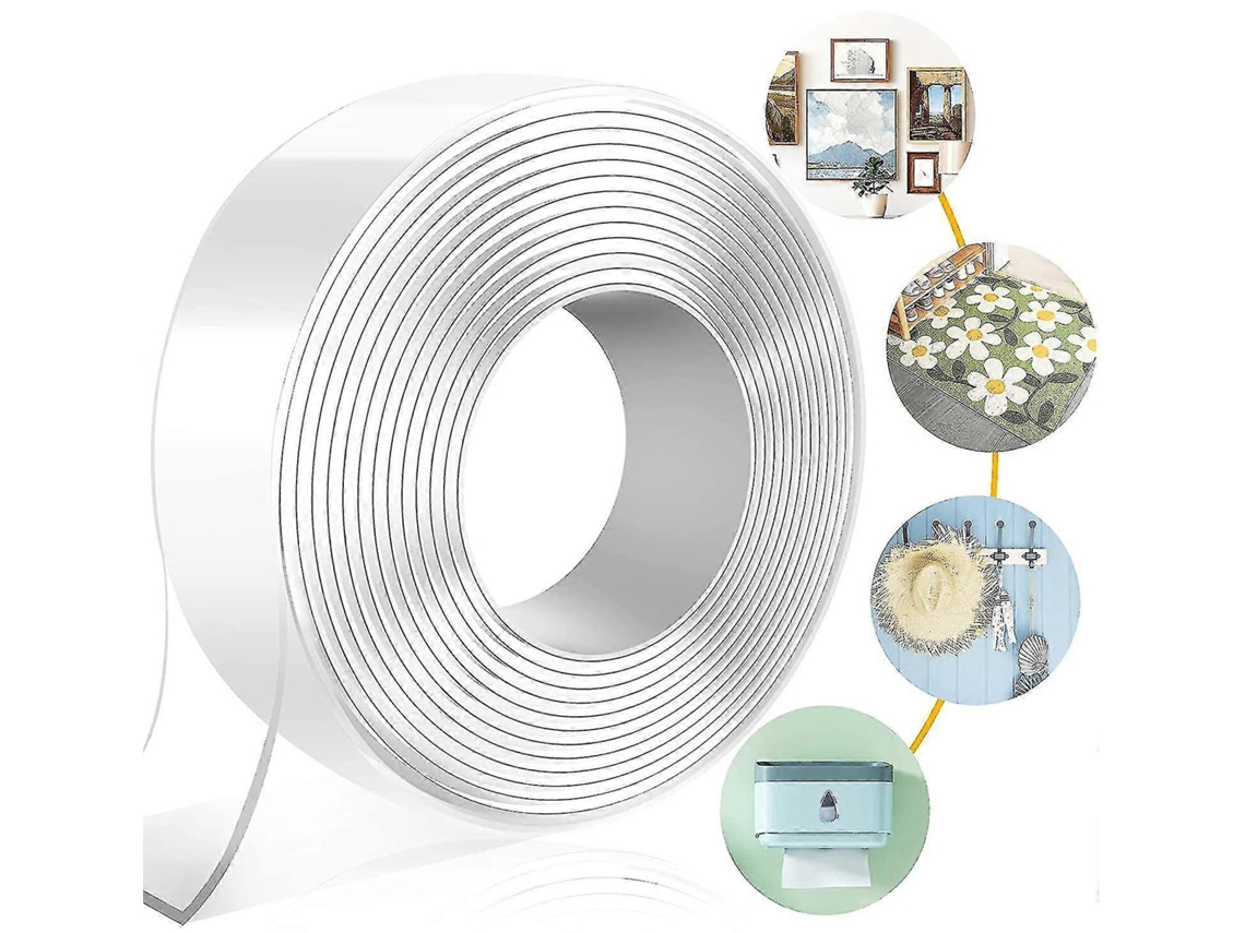 Cinta Doble Cara Fuerte, Adhesivo Reposicionável, Sem Marcas, Transparente, 3m x 3cm x 2mm, suporta até 1kg S/MARCA