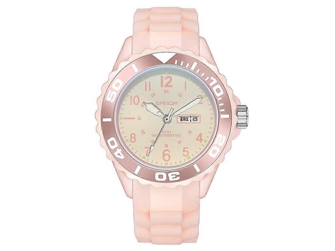 Relógio Eletrônico Feminino Sanda 1053 Com Pulseira De Tpu, Visor Duplo E À Prova D'água.