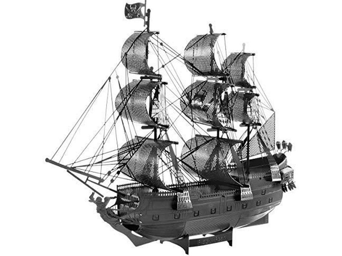 Kit de modelo de metal 3D Fascinations Metal Earth Iconx Ship Black Pearl Black Version Fascinations