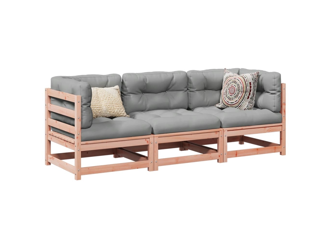 Vidaxl 3 Pcs Conj. Sofás Jardim Madeira Abeto-de-douglas