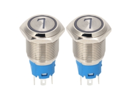 2pcs Interruptor De Botão De Aço Inox 5 Pinos 16mm Auto-reset Com Luz 724vdc Branco