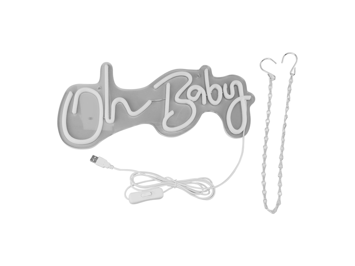 Letreiro de Neon "oh Baby" em Acrílico com Alimentação Usb para Decoração de Parede CHABERLU