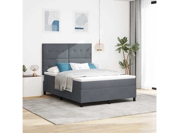 Vidaxl Cama Box Com Cabeceira Cinza Escuro 140 X 200 Cm Veludo