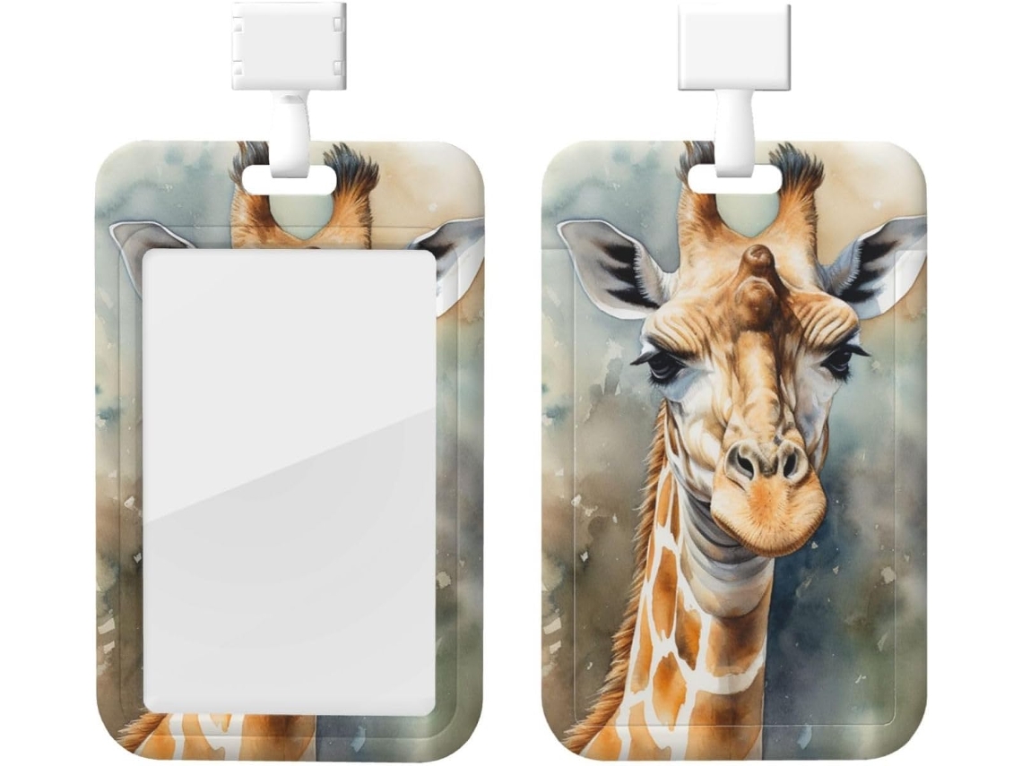 Porta Crachá Com Aquarela Estampa De Animais Selvagens, Cordão, Saco Plástico Impermeável Crachá, Capa