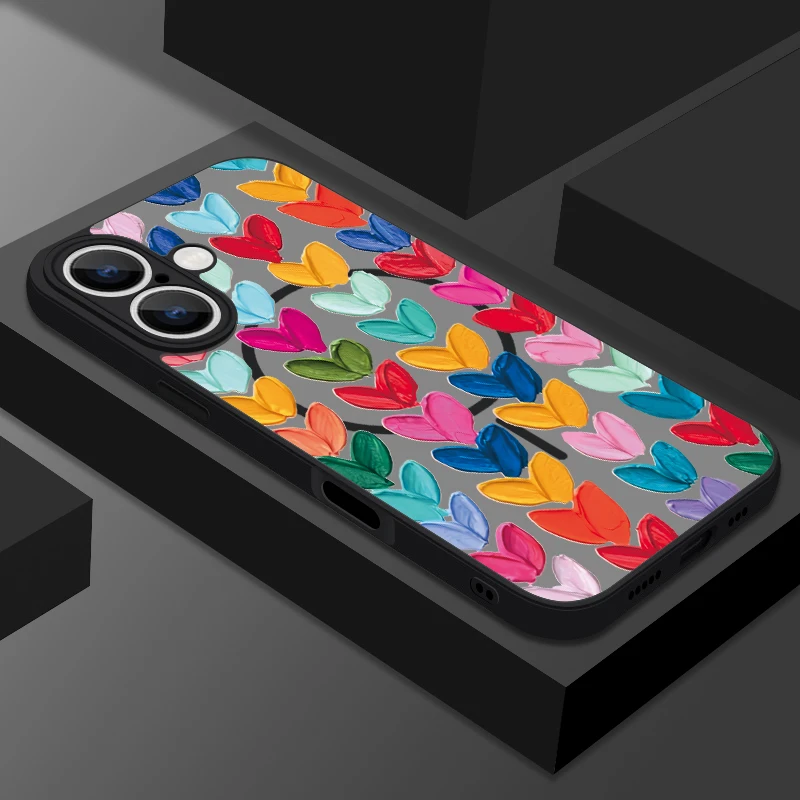 Capa Rígida Magnética Com Estampa De Coração Para Iphone 14 Pro Max (preta)