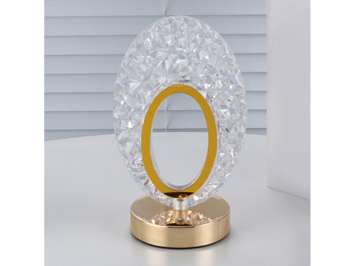 Lâmpada de Mesa Cristal Recarregável Luminária Ambiente