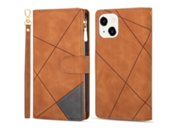 Capa Para Iphone 14 Pele Sintética Castanho