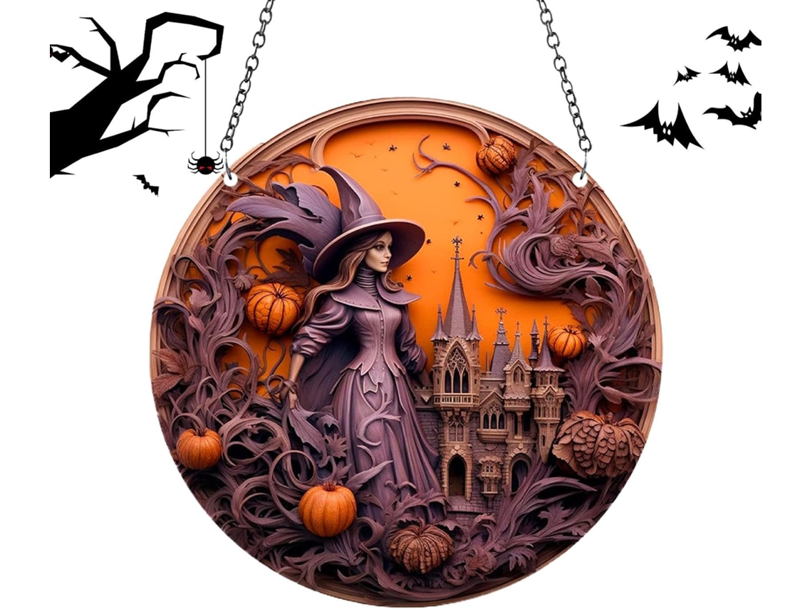 Painel De Parede Gótico De Halloween, Bruxa Em Acrílico 2d | Decorativo