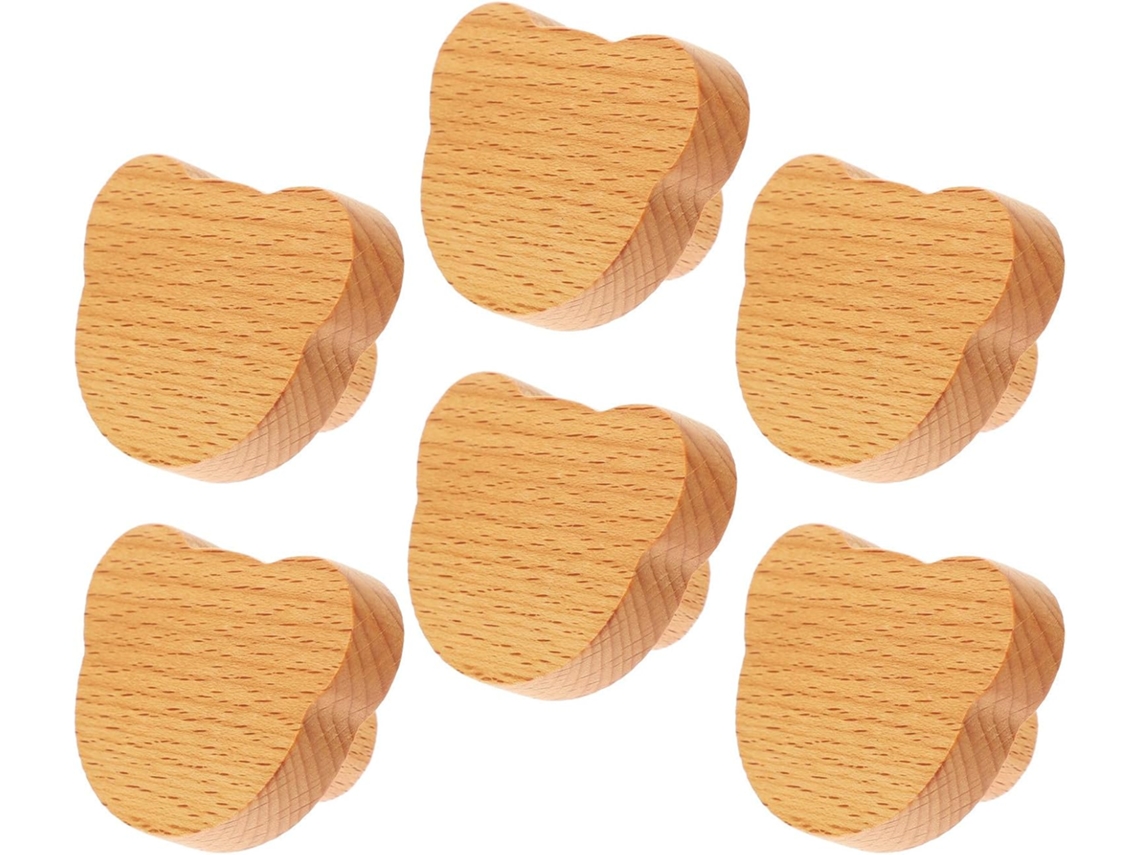 Puxador De Madeira Em Formato De Urso Para Móveis, Gavetas, Conjunto Com 6 Unidades.