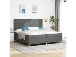 Cama Box Spring Com Colchão Cinza Escuro 200x200 Cm Tecido