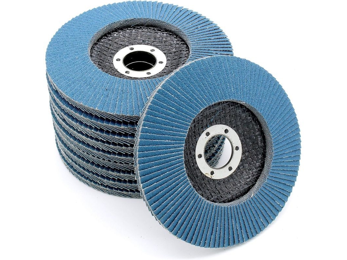 Discos abrasivos de lona 125mm grão 80 azul aço inoxidável 10 unidades para esmeril angular | S/MARCA