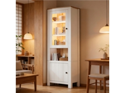 Vitrine 70x40x188cm 2 Portas 6 Prateleiras Led Branca