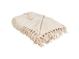 Manta Decorativa Beliani Khari De Algodón Beige 200x200x1