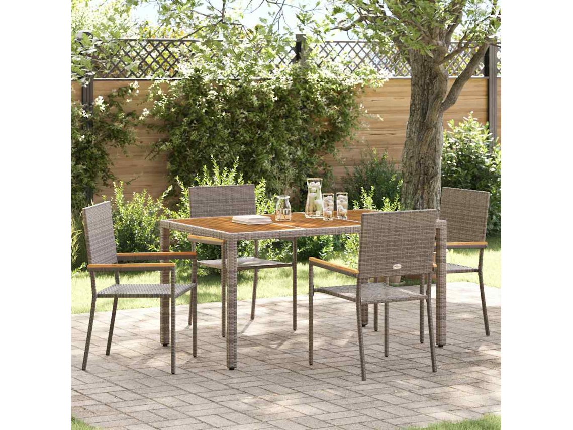 Vidaxl Conjunto De Jantar Para Jardim 5 Unid. Cinzeto Vime Pe